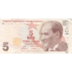 5 Lira (Red) - Turkey , red, 2009