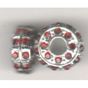 Rhinestone bead  Red crystals. 14 X 7 X 5 mm  (1)