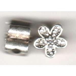 Crystal Flower. Tibetan style Beads, 11 X 6  (2)