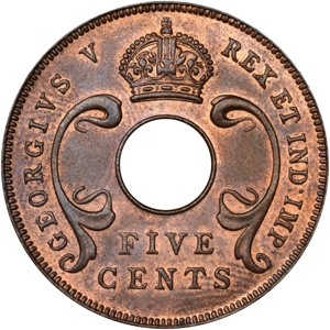 British East Africa 5 cents, 1925