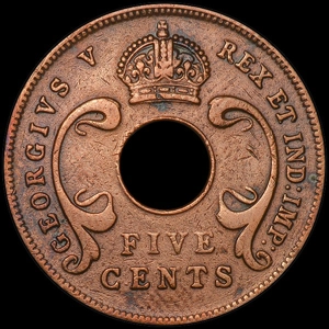 British East Africa 5 cents, 1924