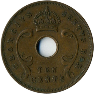 British East Africa 10 cents, 1952 Mintmark 