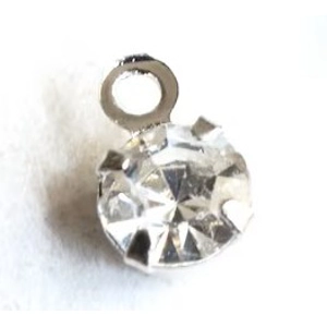 Silver Small Rhinestone Charms,, Clear,  6.5 X 4 mm  (5)