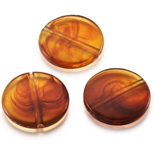 Amber  Flat Round Acrylic Beads. 21 X 5 mm  (4)