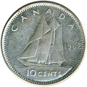Canada 10 cents, 1962