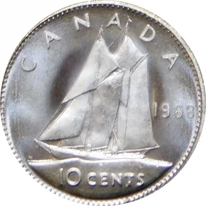 Canada 10 cents, 1968