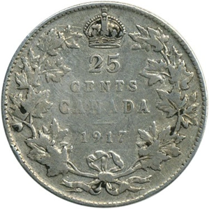 Canada 25 cents, 1917