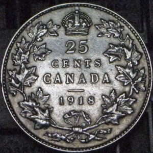 Canada 25 cents, 1918