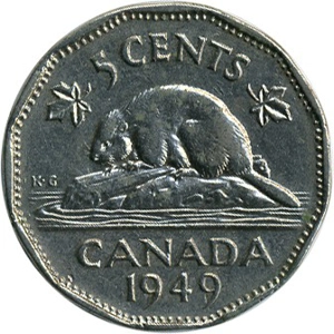 Canada 5 cents, 1949