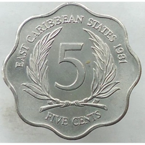 Eastern Caribbean 5 cents, 1981
