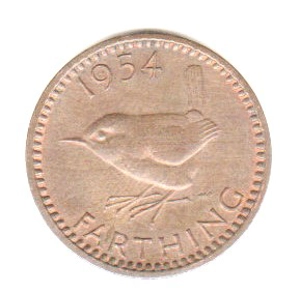 1954 United Kingdom 1 farthing,