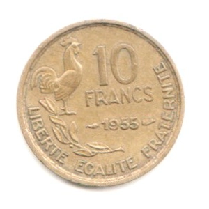1955  France 10 francs,   VF