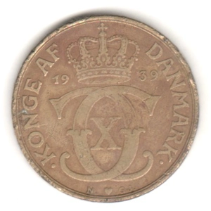 Denmark 2 kroner, 1939. VF