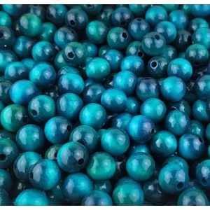 Beads Woode,  6 Mm  Teal