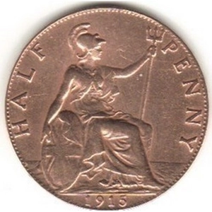 1915  United Kingdom ½ penny,