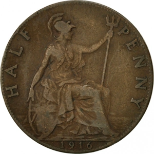 1916  United Kingdom ½ penny,