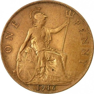 United Kingdom 1 penny, 1916  FINE