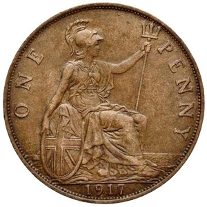 United Kingdom 1 penny, 1917  Fine