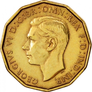 1944  United Kingdom 3 pence,