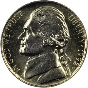 USA 5 cents, 1992   P