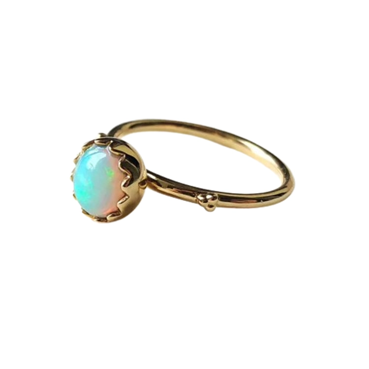 18K Gold Oval Cut Natural Op..