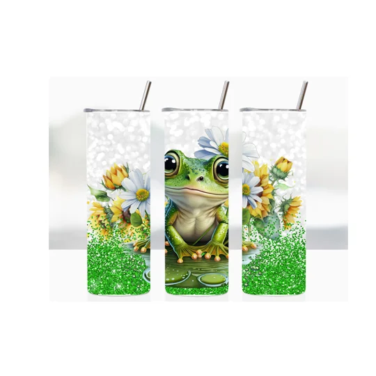 Tumbler Cup Frog with flowers Design UK
