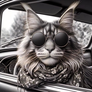 Cool Cat & Classic Car Engraved Ceramic Tile | Unique Framed Wall Art & Gift