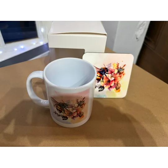 Bee and Blossom Mug and Coaster Set UK