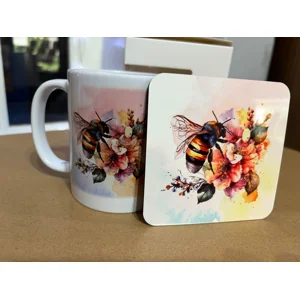 Bee and Blossom Mug and Coaster Set UK