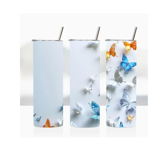 The tumbler features a unique 3D butterfly design that adds a touch of elegance and whimsy to your daily routine.