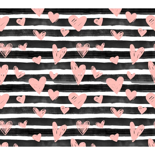 Tumbler Cup UK - Valentines Pink Hearts on Black and White Stripes