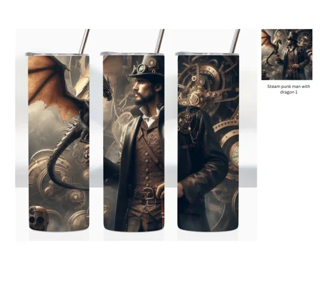 Tumbler Cup UK - Steampunk Man and Dragon (2)