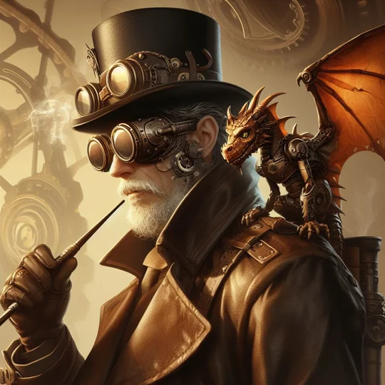 Tumbler Cup UK - Steampunk man in top hat with dragon