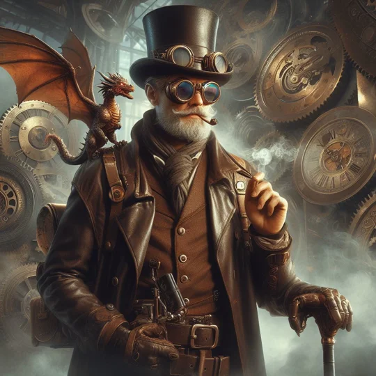 Tumbler Cup UK - Steampunk Man and dragon with clockwork design