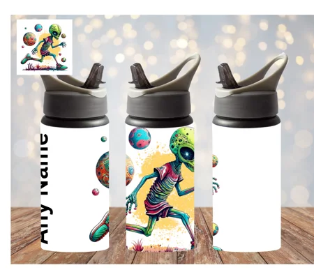 Personalised Drink Bottle UK - Alien playing football
