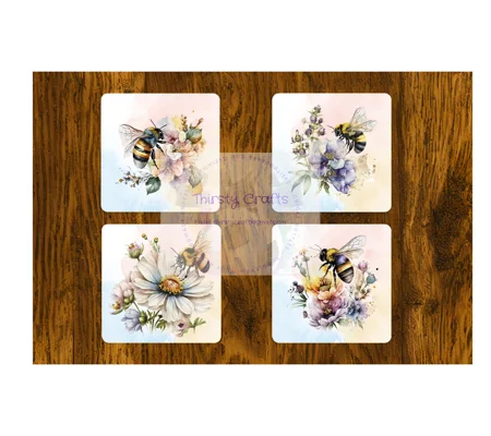 Bumble Bee coasters set of 4