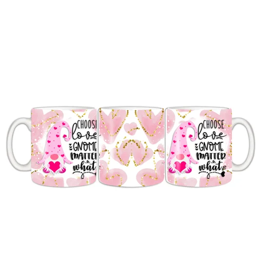 This 11oz Choose Love Gnome Matter What mug is the perfect gift to bring a smile to your Valentine's face every morning.