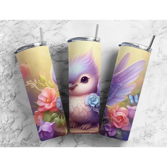Pink & Purple bird in flowers