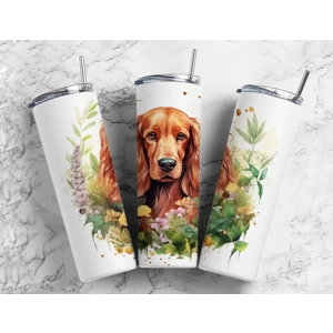 Cocker Spaniel in wreath of flowers