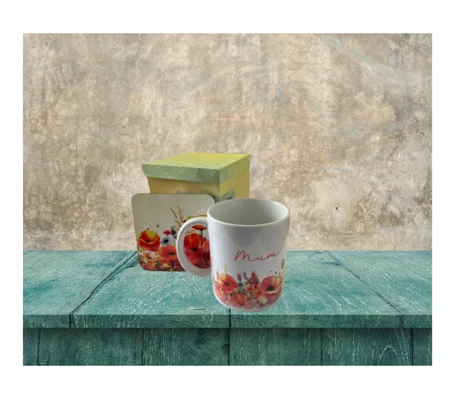 Floral Mug and Coaster set No. 3 - Personalised Mug Gift Set