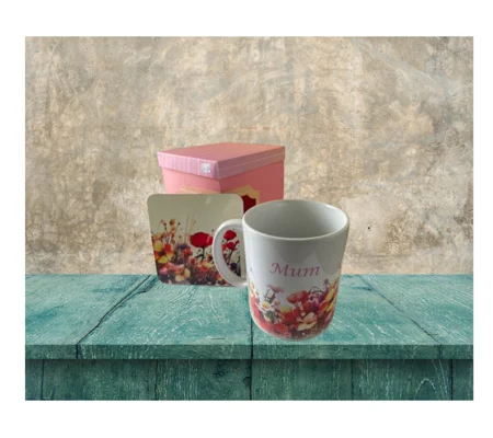 Floral Mug and Coaster Set No.2 - Personalised Mug Gift Set