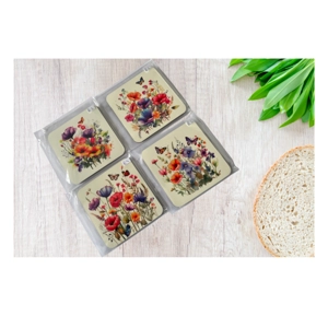 Floral cork backed MDF Coaster set of 4