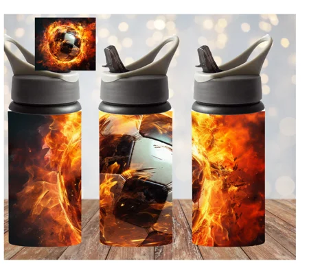 Personalised Drink Bottle UK - Football in Flames