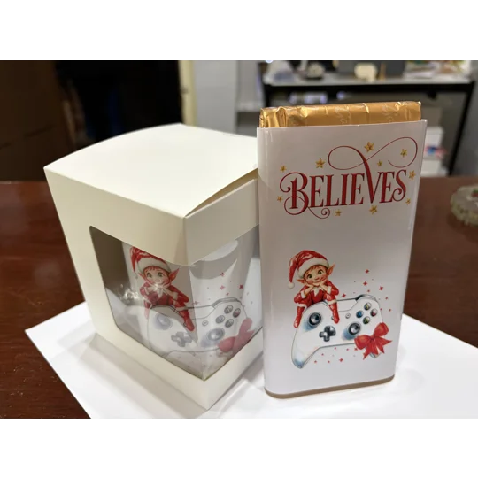 Personalised Christmas Elf Gamer Mug & Coaster Gift Set UK
