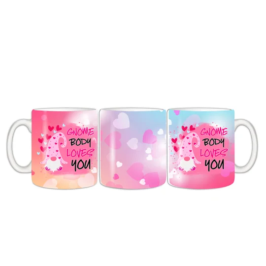 Introducing our 11oz White Ceramic mug, a delightful addition to your Valentine's Day celebrations. This charming mug is adorned with cute Gnomes, adding a touch of whimsy and love to your morning coffee or tea routine. The design features the endearing phrase "Gnome body loves you," making it a perfect gift for your loved ones or even for yourself.