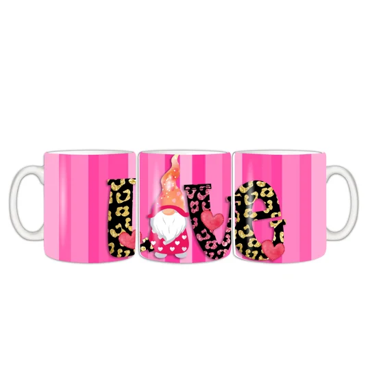 This whimsical 11oz mug is the perfect gift for your special someone this Valentine's Day. Featuring an adorable gnome design with the word "LOVE" written in a cute font