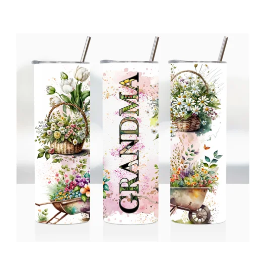 This tumbler is available with various titles on please state in personalisation which you require. i.e. Grandma, Nanny, Nana, Mom, Granny. Introducing the 20oz Skinny Tumbler, a stylish and versatile drinkware option that combines functionality with a touch of personalization