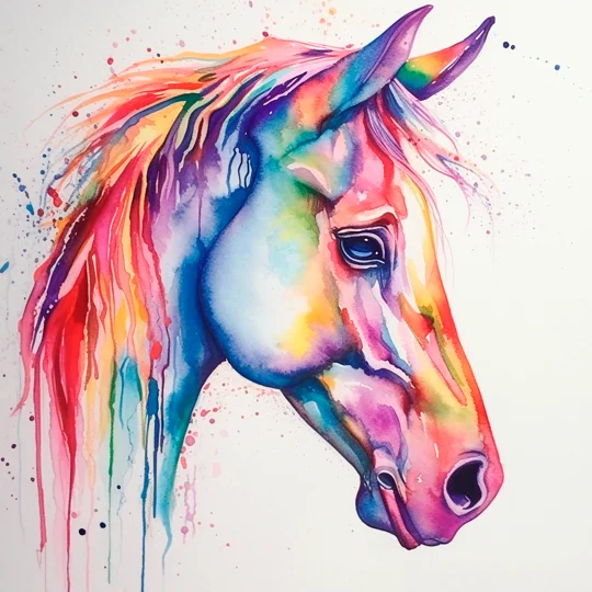 Horse in watercolour coasters Set of 4