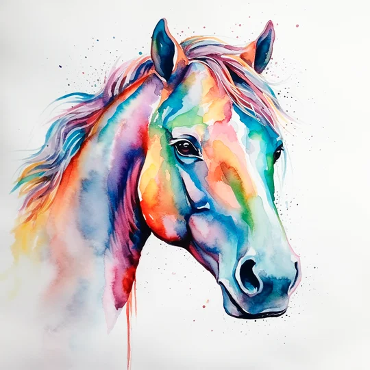 Horse in watercolour coasters Set of 4