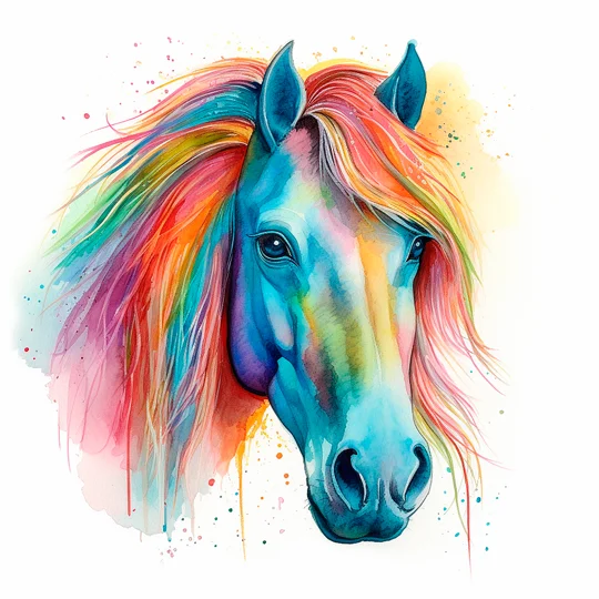 Horse in watercolour coasters Set of 4